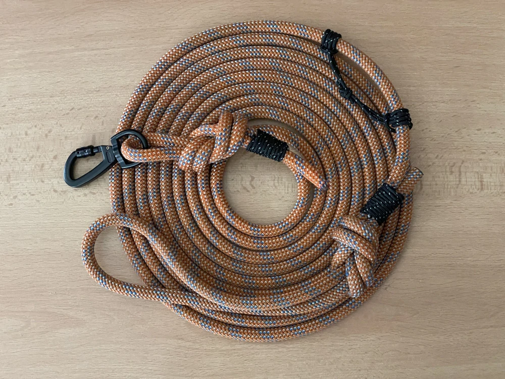 Vodítko Oranžové zkracovací z lana 6m