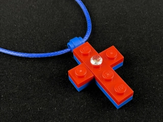 LEGO Kříž s kamínkem Modro červený